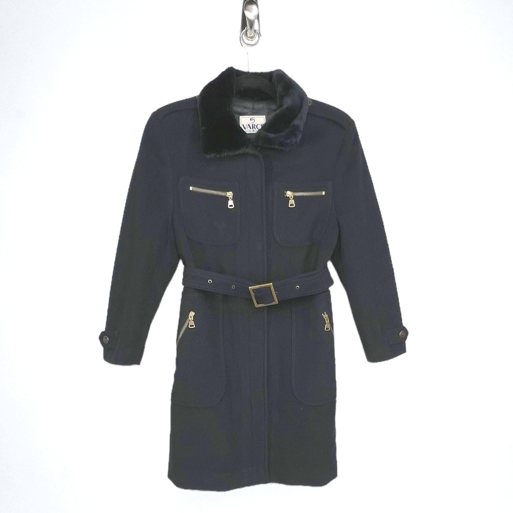 Girl's VARCI Black Wool‎ Blend Coat 10